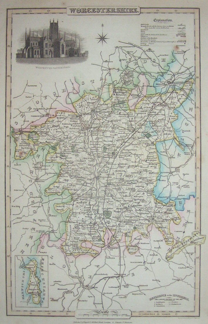 Map of Worcestershire - Pigot